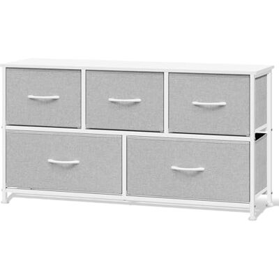 WOLTU Commode Chambre, Meuble de Rangement, Armoire à 2 Niveaux, Commode 5 Tiroirs en Tissu, Style Industriel, en Bois d'Ingénierie, Cadre en Métal, Gris Tourterelle + Blanc Nuage, SSK005hgws - Publicité WOLTU Commode Chambre, Meuble de Rangement, Armoire à 2 Niveaux, Commode 5 Tiroirs en Tissu, Style Industriel, en Bois d'Ingénierie, Cadre en Métal, Gris Tourterelle + Blanc Nuage, SSK005hgws - Publicité