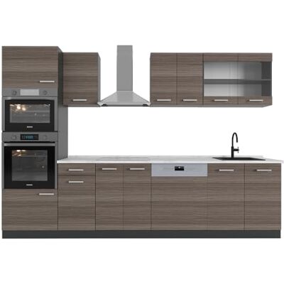 Vicco Cuisine R-Line, Gris Noble, 300cm avec Armoire Haute, PT Marbre, adapté à la Combinaison et à l’Extension Individuelles - Publicité Vicco Cuisine R-Line, Gris Noble, 300cm avec Armoire Haute, PT Marbre, adapté à la Combinaison et à l’Extension Individuelles - Publicité