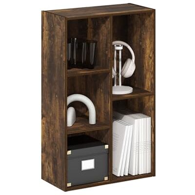 Furinno Luder Bibliothèque, Étagère À 5 Cubes, Bibliothèque avec Étagère Ouverte, Montage sans Outil, 24 X 50 X 80 Cm, pour Salon, Chambre, Bureau, Pin Ambré - Publicité Furinno Luder Bibliothèque, Étagère À 5 Cubes, Bibliothèque avec Étagère Ouverte, Montage sans Outil, 24 X 50 X 80 Cm, pour Salon, Chambre, Bureau, Pin Ambré - Publicité