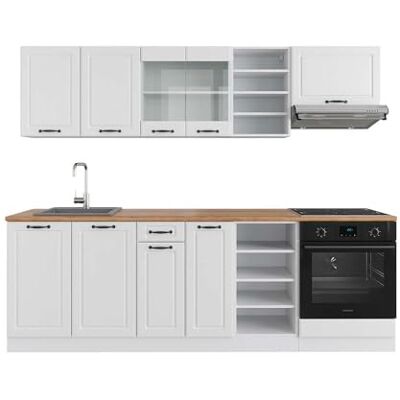 Vicco Cuisine R-Line, Blanc Campagne/Blanc, 240cm, PT Chêne, avec modules combinables et Pieds réglables en Hauteur - Publicité Vicco Cuisine R-Line, Blanc Campagne/Blanc, 240cm, PT Chêne, avec modules combinables et Pieds réglables en Hauteur - Publicité