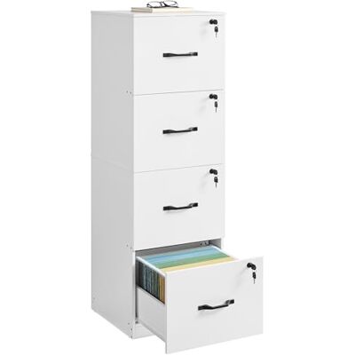 VASAGLE Custos Collection Meuble de Bureau, Meuble de Rangement, Support pour Imprimante, avec 4 Tiroirs Verrouillables, Tringles Réglables, Compatible avec Formats A4, Blanc Nuage OFC082W02V1 - Publicité VASAGLE Custos Collection Meuble de Bureau, Meuble de Rangement, Support pour Imprimante, avec 4 Tiroirs Verrouillables, Tringles Réglables, Compatible avec Formats A4, Blanc Nuage OFC082W02V1 - Publicité