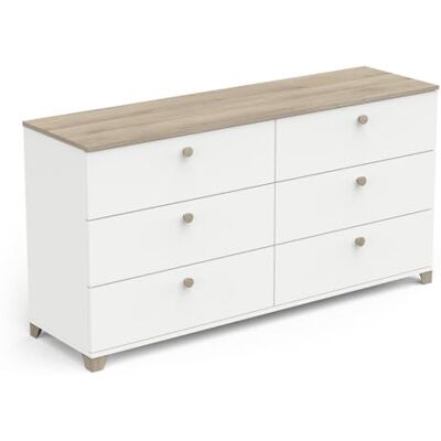 Demeyere Commode 6 Tiroirs Blanche Moderne – Style Naturel – Coloris Blanc Mat & Chêne Kronberg 151 x 76 x 42 cm - Publicité Demeyere Commode 6 Tiroirs Blanche Moderne – Style Naturel – Coloris Blanc Mat & Chêne Kronberg 151 x 76 x 42 cm - Publicité