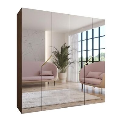 ABIKSMEBLE Armoire à vêtements 200 x 202 x 52 cm Armoire avec Tringle et Miroir, 4 Portes pour Chambre, Couloir Andrew, Noix de Warmie, Poignée Or - Publicité ABIKSMEBLE Armoire à vêtements 200 x 202 x 52 cm Armoire avec Tringle et Miroir, 4 Portes pour Chambre, Couloir Andrew, Noix de Warmie, Poignée Or - Publicité