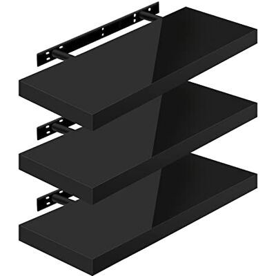 WOLTU Étagère Murale Lot de 3, Étagères Flottantes, pour Livres, CD DVD, en Panneau de Bois d'Ingénierie, 60x22,9x3,8cm, Noir, RG9478sz-3 - Publicité WOLTU Étagère Murale Lot de 3, Étagères Flottantes, pour Livres, CD DVD, en Panneau de Bois d'Ingénierie, 60x22,9x3,8cm, Noir, RG9478sz-3 - Publicité