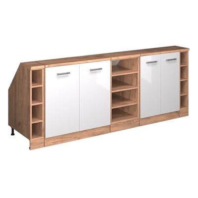 Vicco Meuble sous Pente R-Line, Blanc Haute Brillance, 210cm Lot de 5 caissons 60 cm de Profondeur, Convient aux Murs inclinés et à Une Installation de Cuisine Variable - Publicité Vicco Meuble sous Pente R-Line, Blanc Haute Brillance, 210cm Lot de 5 caissons 60 cm de Profondeur, Convient aux Murs inclinés et à Une Installation de Cuisine Variable - Publicité