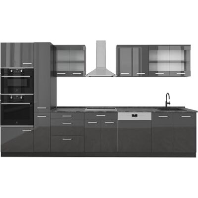 Vicco Cuisine complète R-Line, Anthracite Brillant/Anthracite, 350cm, PT Anthracite, adapté à Une Extension Flexible avec des modules supplémentaires - Publicité Vicco Cuisine complète R-Line, Anthracite Brillant/Anthracite, 350cm, PT Anthracite, adapté à Une Extension Flexible avec des modules supplémentaires - Publicité