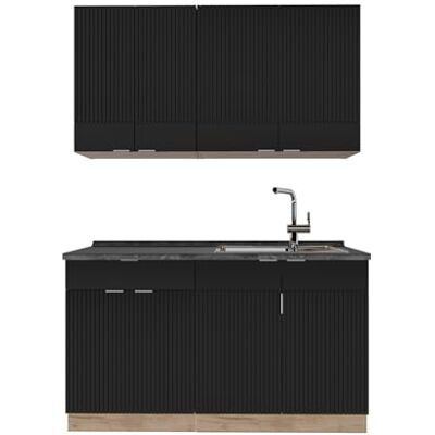 Vicco Cuisine Fame-Line, Noir rayé/Chêne doré, 140cm, PT Anthracite, pour Une Combinaison Libre avec des modules de Cuisine complémentaires - Publicité Vicco Cuisine Fame-Line, Noir rayé/Chêne doré, 140cm, PT Anthracite, pour Une Combinaison Libre avec des modules de Cuisine complémentaires - Publicité