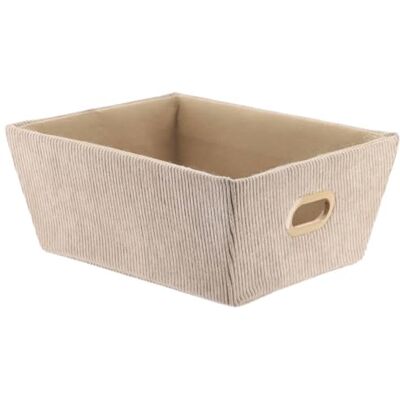 TENDANCE Panier de Rangement Velours Côtelé 20,5x26x10,5 cm Taupe Salle de Bain Dressing Organisation - Publicité TENDANCE Panier de Rangement Velours Côtelé 20,5x26x10,5 cm Taupe Salle de Bain Dressing Organisation - Publicité