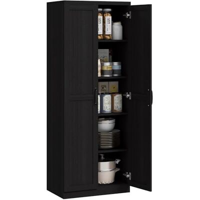 HOMCOM Buffet Cuisine, Meuble Cuisine Rangement, Meuble de Rangement, vaisselier Moderne avec Double Porte et 2 étagères réglables, pour Salle à Manger, Salon, 60 x 40 x 160 cm, Noir - Publicité HOMCOM Buffet Cuisine, Meuble Cuisine Rangement, Meuble de Rangement, vaisselier Moderne avec Double Porte et 2 étagères réglables, pour Salle à Manger, Salon, 60 x 40 x 160 cm, Noir - Publicité