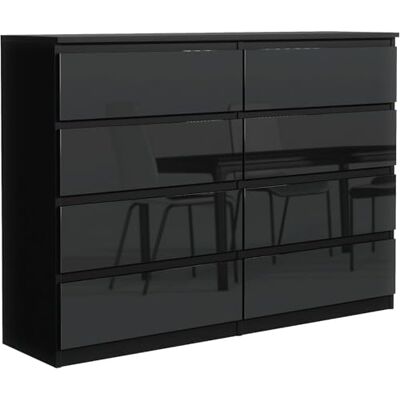 meble masztalerz Commode Chambre avec 8 Tiroirs Meuble de Rangement pour Salon et Entrée Couloir Spacieuse et Design Noir Façades Brillantes 120x101,5x39 cm - Publicité meble masztalerz Commode Chambre avec 8 Tiroirs Meuble de Rangement pour Salon et Entrée Couloir Spacieuse et Design Noir Façades Brillantes 120x101,5x39 cm - Publicité
