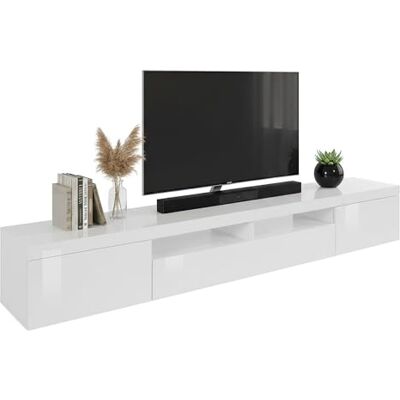 Unknown - Ulisse - Blanc brillant - 240x40x35 cm - Meuble TV - Publicité Unknown - Ulisse - Blanc brillant - 240x40x35 cm - Meuble TV - Publicité