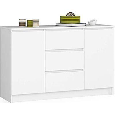 AKORD Commode K016 120cm 3 Tiroirs 2 Portes vers Le Salon Chambre Bureau Rangement Chambre Enfant Commode Salon Coucher Enfant Adulte Meuble TV Couleur Blanche - Publicité AKORD Commode K016 120cm 3 Tiroirs 2 Portes vers Le Salon Chambre Bureau Rangement Chambre Enfant Commode Salon Coucher Enfant Adulte Meuble TV Couleur Blanche - Publicité