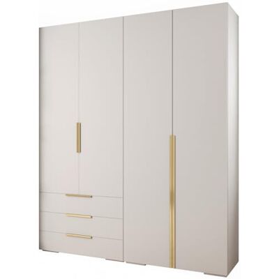 ABIKSMEBLE Inova 1 Ensemble de Meubles Garde-Robe Moderne pour Chambre à Coucher, Salon, Entrée, Chambre d'enfant Meuble de Rangement pour Dressing 236,7x200x47cm Blanc, Or - Publicité ABIKSMEBLE Inova 1 Ensemble de Meubles Garde-Robe Moderne pour Chambre à Coucher, Salon, Entrée, Chambre d'enfant Meuble de Rangement pour Dressing 236,7x200x47cm Blanc, Or - Publicité
