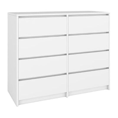 BDW Commode 8 Tiroirs 120 cm Meuble de Rangement Commode Chambre Bébé, Enfant, Adulte, Salon Construction Solide 120x100x43 cm Blanc - Publicité BDW Commode 8 Tiroirs 120 cm Meuble de Rangement Commode Chambre Bébé, Enfant, Adulte, Salon Construction Solide 120x100x43 cm Blanc - Publicité