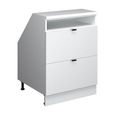 Vicco Meuble sous Pente R-Line, Blanc cannelé, 60cm 2 tiroirs, 60 cm de Profondeur, pour Une Combinaison Libre au Sein de systèmes de Cuisine modulaires - Publicité Vicco Meuble sous Pente R-Line, Blanc cannelé, 60cm 2 tiroirs, 60 cm de Profondeur, pour Une Combinaison Libre au Sein de systèmes de Cuisine modulaires - Publicité