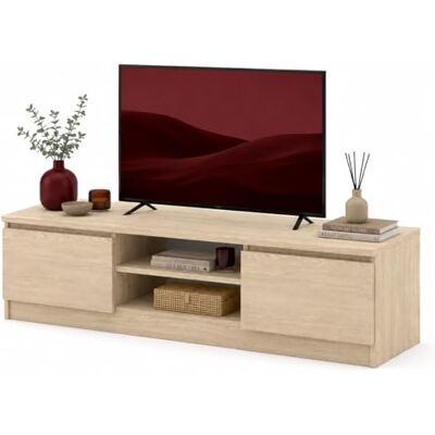 Homlando Meuble TV bas moderne, sans poignées, 2 portes et 2 compartiments ouverts, meuble TV pour salon, buffet, Maja 150 x 40 x 38,5 cm, chêne crème - Publicité Homlando Meuble TV bas moderne, sans poignées, 2 portes et 2 compartiments ouverts, meuble TV pour salon, buffet, Maja 150 x 40 x 38,5 cm, chêne crème - Publicité