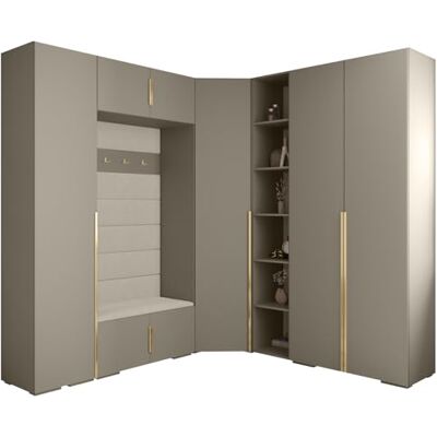ABIKSMEBLE Inova 1 Ensemble de Meubles Garde-Robe Moderne pour Chambre à Coucher, Salon, Entrée, Chambre d'enfant Meuble de Rangement pour Dressing 236,7x371,7x47cm Cachemire, Manila 02, Or - Publicité ABIKSMEBLE Inova 1 Ensemble de Meubles Garde-Robe Moderne pour Chambre à Coucher, Salon, Entrée, Chambre d'enfant Meuble de Rangement pour Dressing 236,7x371,7x47cm Cachemire, Manila 02, Or - Publicité
