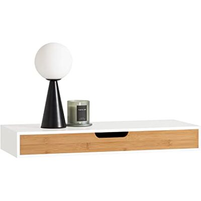 SoBuy Étagère Murale avec Tiroir Étagère Flottante Moderne pour Entrée, Salon, Cuisine & Chambre Blanc & Nature 60x24x8cm FRG93-WN - Publicité SoBuy Étagère Murale avec Tiroir Étagère Flottante Moderne pour Entrée, Salon, Cuisine & Chambre Blanc & Nature 60x24x8cm FRG93-WN - Publicité