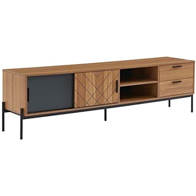 NESLA - 2P2D 180x40x50 - Naturel - Anthracite - Meuble TV - Publicité NESLA - 2P2D 180x40x50 - Naturel - Anthracite - Meuble TV - Publicité