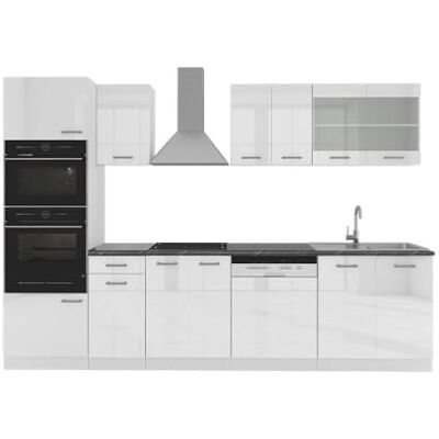 Vicco Cuisine R-Line, Blanc Haute Brillance, 300cm avec Armoire Haute, PT Anthracite, avec modules disposables de manière Variable et Pieds réglables en Hauteur - Publicité Vicco Cuisine R-Line, Blanc Haute Brillance, 300cm avec Armoire Haute, PT Anthracite, avec modules disposables de manière Variable et Pieds réglables en Hauteur - Publicité