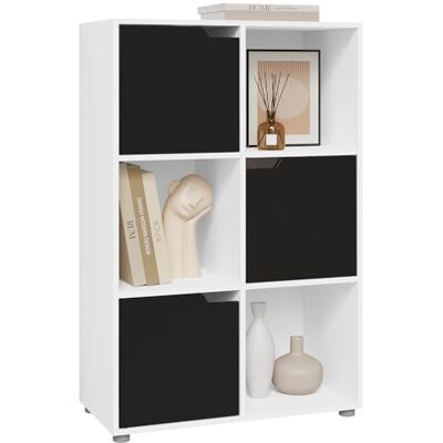 WOLTU Bibliothèque Étagère de Rangement, Meuble Cube 59,6x29x91cm, en MDF, pour Salon, Bureau, avec 3 Portes, 6 Compartiments, Blanc+Noir, SK001wsz - Publicité WOLTU Bibliothèque Étagère de Rangement, Meuble Cube 59,6x29x91cm, en MDF, pour Salon, Bureau, avec 3 Portes, 6 Compartiments, Blanc+Noir, SK001wsz - Publicité