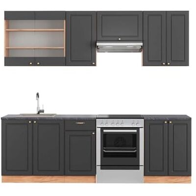 Vicco Cuisine Fame-Line, Anthracite Campagne/Chêne doré, 240cm, PT Anthracite, pour Une Extension personnalisée avec des modules complémentaires adaptés - Publicité Vicco Cuisine Fame-Line, Anthracite Campagne/Chêne doré, 240cm, PT Anthracite, pour Une Extension personnalisée avec des modules complémentaires adaptés - Publicité