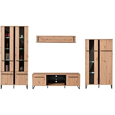 Homestyle4u 2213 Lot de 4 murs de salon complets en bois de chêne, meuble salon rangement - Publicité Homestyle4u 2213 Lot de 4 murs de salon complets en bois de chêne, meuble salon rangement - Publicité
