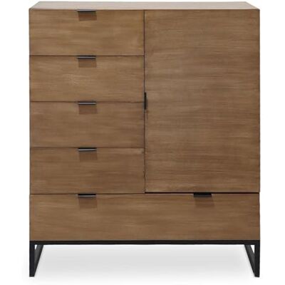 Menzzo Buffet Haut PANARA chêne Clair – 5 tiroirs + 1 Porte battante – Meuble de Rangement pour Salon, séjour & entrée - Publicité Menzzo Buffet Haut PANARA chêne Clair – 5 tiroirs + 1 Porte battante – Meuble de Rangement pour Salon, séjour & entrée - Publicité