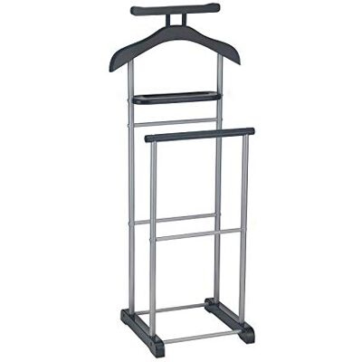 IDIMEX Valet de Chambre Assam chevalet de Nuit Portant pour vêtements, Structure en métal laqué argenté et MDF Noir - Publicité IDIMEX Valet de Chambre Assam chevalet de Nuit Portant pour vêtements, Structure en métal laqué argenté et MDF Noir - Publicité