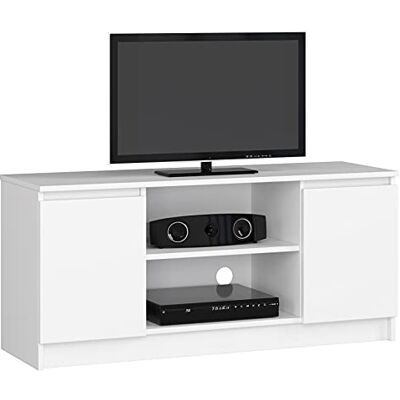 Home Collective Meuble TV de 120 cm de large avec deux portes et deux étagères ouvertes, meuble TV, meuble bas, salon, chambre à coucher, blanc - Publicité Home Collective Meuble TV de 120 cm de large avec deux portes et deux étagères ouvertes, meuble TV, meuble bas, salon, chambre à coucher, blanc - Publicité