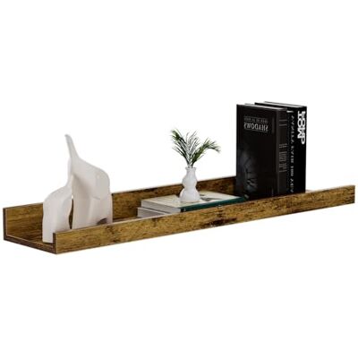 PURELLEL Étagère Murale Vintage Marron 60 cm – Tablette Flottante Large Individuelle en MDF Aspect Bois pour Livres, Déco & Cadres – pour Salon, Bureau, Cuisine - Publicité PURELLEL Étagère Murale Vintage Marron 60 cm – Tablette Flottante Large Individuelle en MDF Aspect Bois pour Livres, Déco & Cadres – pour Salon, Bureau, Cuisine - Publicité