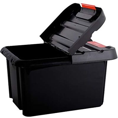 EDA BAC DE Rangement Stock R avec Couvercle à CHARNIERE 85L Couleur Noir 10274 - Publicité EDA BAC DE Rangement Stock R avec Couvercle à CHARNIERE 85L Couleur Noir 10274 - Publicité