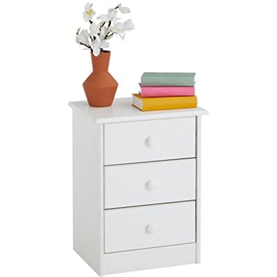 IDIMEX Table de Chevet Rondo Table de Nuit avec 3 tiroirs en pin Massif lasuré Blanc - Publicité IDIMEX Table de Chevet Rondo Table de Nuit avec 3 tiroirs en pin Massif lasuré Blanc - Publicité