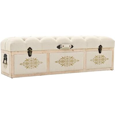 vidaXL Banc de Rangement 110 cm Crème Bois de Sapin Massif et Tissu - Publicité vidaXL Banc de Rangement 110 cm Crème Bois de Sapin Massif et Tissu - Publicité
