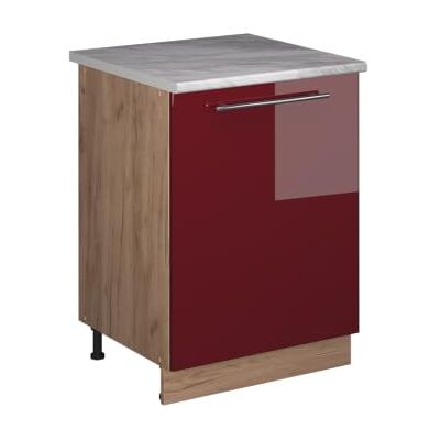Vicco Meuble Bas de Cuisine Fame-Line, Rouge Bordeaux Haute Brillance/Chêne de Force doré, 60cm 1 Porte avec Plan de Travail - Publicité Vicco Meuble Bas de Cuisine Fame-Line, Rouge Bordeaux Haute Brillance/Chêne de Force doré, 60cm 1 Porte avec Plan de Travail - Publicité