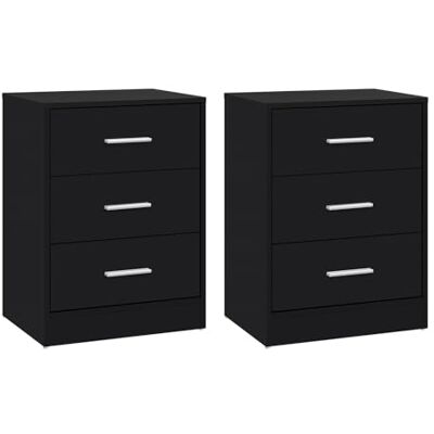 WOLTU Tables de Chevet Lot de 2, Tables de Nuit, à 3 Tiroirs, en Bois d'Ingénierie, Noir, pour Chambre, Salon, 39x28x54cm, NTS26sz-2 - Publicité WOLTU Tables de Chevet Lot de 2, Tables de Nuit, à 3 Tiroirs, en Bois d'Ingénierie, Noir, pour Chambre, Salon, 39x28x54cm, NTS26sz-2 - Publicité