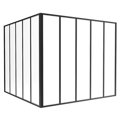 Unique Verriére d'angle d'atelier en Aluminium thermolaqué Noir 150 x 150 x 130 cm (L x l x H) – Bayview - Publicité Unique Verriére d'angle d'atelier en Aluminium thermolaqué Noir 150 x 150 x 130 cm (L x l x H) – Bayview - Publicité