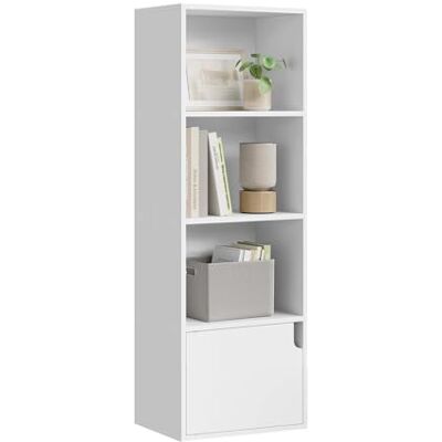 eSituro Bibliothèque Étagère, Meuble Cube, avec 4 Compartiments et 1 Porte, Blanc, pour Salon, Chambre - Publicité eSituro Bibliothèque Étagère, Meuble Cube, avec 4 Compartiments et 1 Porte, Blanc, pour Salon, Chambre - Publicité