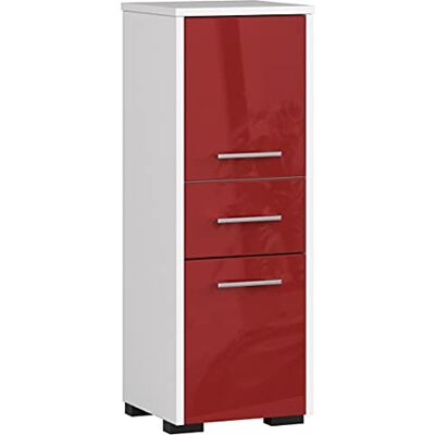 AKORD Meubles de Salle de Bain Haut Fin 85 2 Portes 1 Tiroir 30 x 85 x 30 cm Poids 25 kg Meuble de Salle de Bain Rangement Colonne Commode Rangements Bois Blanc & Façade Rouge Brillant - Publicité AKORD Meubles de Salle de Bain Haut Fin 85 2 Portes 1 Tiroir 30 x 85 x 30 cm Poids 25 kg Meuble de Salle de Bain Rangement Colonne Commode Rangements Bois Blanc & Façade Rouge Brillant - Publicité