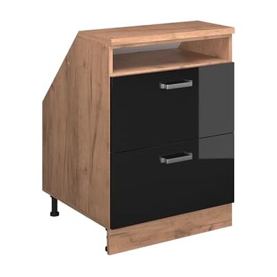 Vicco Meuble sous Pente R-Line, Noir Haute Brillance, 60cm 2 tiroirs, 60 cm de Profondeur, pour Une Combinaison Libre au Sein de systèmes de Cuisine modulaires - Publicité Vicco Meuble sous Pente R-Line, Noir Haute Brillance, 60cm 2 tiroirs, 60 cm de Profondeur, pour Une Combinaison Libre au Sein de systèmes de Cuisine modulaires - Publicité