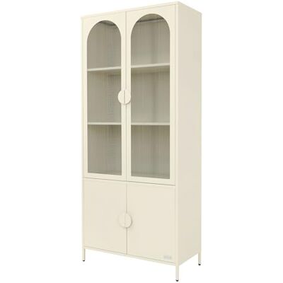 ML DESIGN modern living ML-Design Armoire Vitrée Haute 80x185x40 cm en Acier Crème avec 4 Étagères/Casiers et 4 Portes Meuble de Rangement sur Pieds Vitrine Métallique de Salon Cuisine Bureau Stockage Vertical Moderne - Publicité ML DESIGN modern living ML-Design Armoire Vitrée Haute 80x185x40 cm en Acier Crème avec 4 Étagères/Casiers et 4 Portes Meuble de Rangement sur Pieds Vitrine Métallique de Salon Cuisine Bureau Stockage Vertical Moderne - Publicité