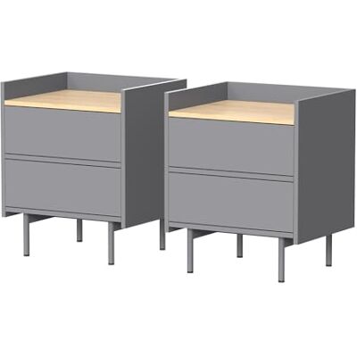 Vicco Table de Nuit Velina, Gris, Ensemble de 2, pour Le Rangement de Livres et d’Objets du Quotidien - Publicité Vicco Table de Nuit Velina, Gris, Ensemble de 2, pour Le Rangement de Livres et d’Objets du Quotidien - Publicité