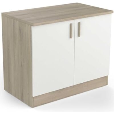 Demeyere Meuble Bas De Cuisine Modulable 2 Portes Cuisine Complete ‟ORIGAN” – Coloris Blanc Mat & Chêne 100 x 30 x 70 cm - Publicité Demeyere Meuble Bas De Cuisine Modulable 2 Portes Cuisine Complete ‟ORIGAN” – Coloris Blanc Mat & Chêne 100 x 30 x 70 cm - Publicité