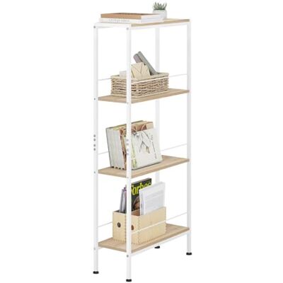 WOLTU Étagère Rangement, Étagère Étroite à 4 Niveaux, en MDF avec Cadre Métallique, Chêne Clair+Blanc, L50xP20xH110cm, RGB53whe - Publicité WOLTU Étagère Rangement, Étagère Étroite à 4 Niveaux, en MDF avec Cadre Métallique, Chêne Clair+Blanc, L50xP20xH110cm, RGB53whe - Publicité