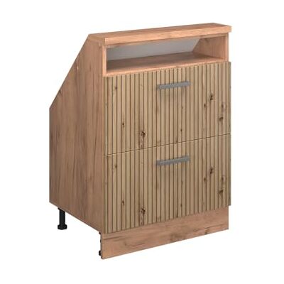 Vicco Meuble sous Pente R-Line, Chêne Artisan, 60cm avec 2 tiroirs, Convient aux Murs inclinés et à Une Installation de Cuisine Variable - Publicité Vicco Meuble sous Pente R-Line, Chêne Artisan, 60cm avec 2 tiroirs, Convient aux Murs inclinés et à Une Installation de Cuisine Variable - Publicité