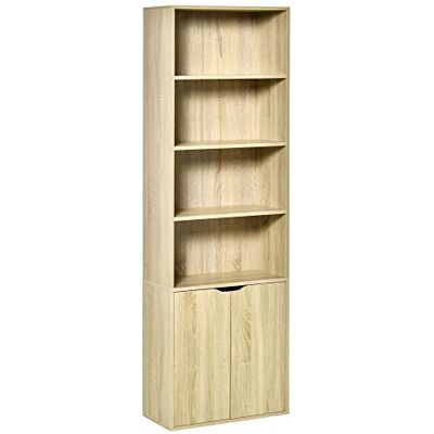 HOMCOM Bibliothèque à 6 Niveaux, Meuble de Rangement, étagère à Livres 59 x 29 x 180 cm avec 4 Compartiments Ouverts et 2 Portes, étagère de Rangement pour Salon, Chambre, Bureau, Bois Naturel - Publicité HOMCOM Bibliothèque à 6 Niveaux, Meuble de Rangement, étagère à Livres 59 x 29 x 180 cm avec 4 Compartiments Ouverts et 2 Portes, étagère de Rangement pour Salon, Chambre, Bureau, Bois Naturel - Publicité