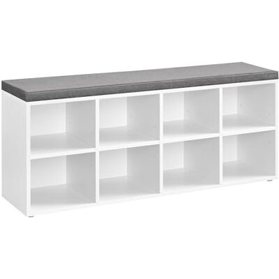 VASAGLE Banc à Chaussures, Organiseur de Chaussures avec 8 Compartiments et 4 Étagères Réglables, Siège Rembourré, pour Entrée, Couloir, Placard, Blanc Nuage LHS238W14 - Publicité VASAGLE Banc à Chaussures, Organiseur de Chaussures avec 8 Compartiments et 4 Étagères Réglables, Siège Rembourré, pour Entrée, Couloir, Placard, Blanc Nuage LHS238W14 - Publicité