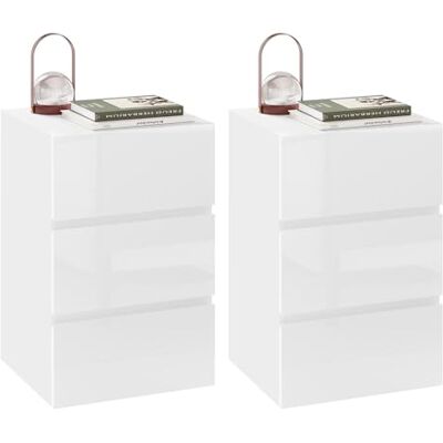 EUGAD Lot de 2 Tables de Chevet avec 3 Tirroirs Brillants, Tables de Nuit, 40x35x62cm, Style Scandinave pour Chambre, Salon, Coin, Blanc - Publicité EUGAD Lot de 2 Tables de Chevet avec 3 Tirroirs Brillants, Tables de Nuit, 40x35x62cm, Style Scandinave pour Chambre, Salon, Coin, Blanc - Publicité