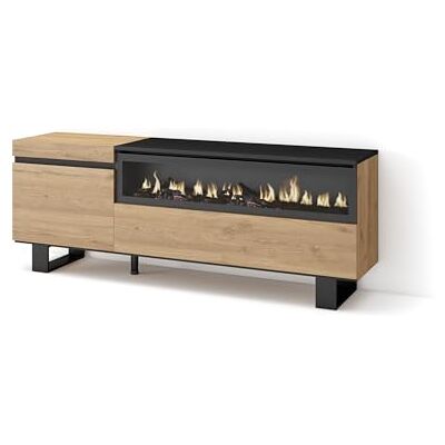 SKRAUT HOME - MuebleTV - 150x57x35 cm - Pour TV jusqu’à 65" - Cheminée électrique - Style industriel - Publicité SKRAUT HOME - MuebleTV - 150x57x35 cm - Pour TV jusqu’à 65" - Cheminée électrique - Style industriel - Publicité