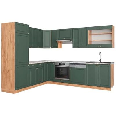 Vicco Cuisine en Angle Fame-Line, Chêne Vert et Or/chêne doré, 227x60cm, PT Marbre, pour Une Extension personnalisée avec des modules compatibles - Publicité Vicco Cuisine en Angle Fame-Line, Chêne Vert et Or/chêne doré, 227x60cm, PT Marbre, pour Une Extension personnalisée avec des modules compatibles - Publicité